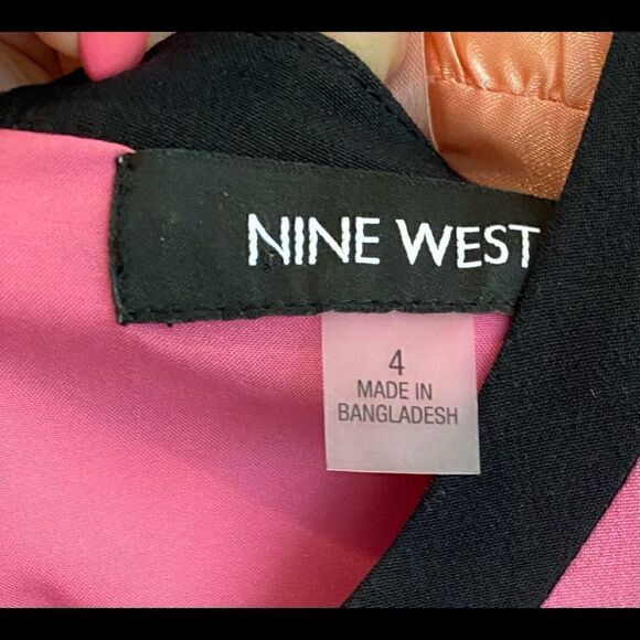 Nine West Color Block Pink Black Stretchy Dress 4 - Picture 3 of 6